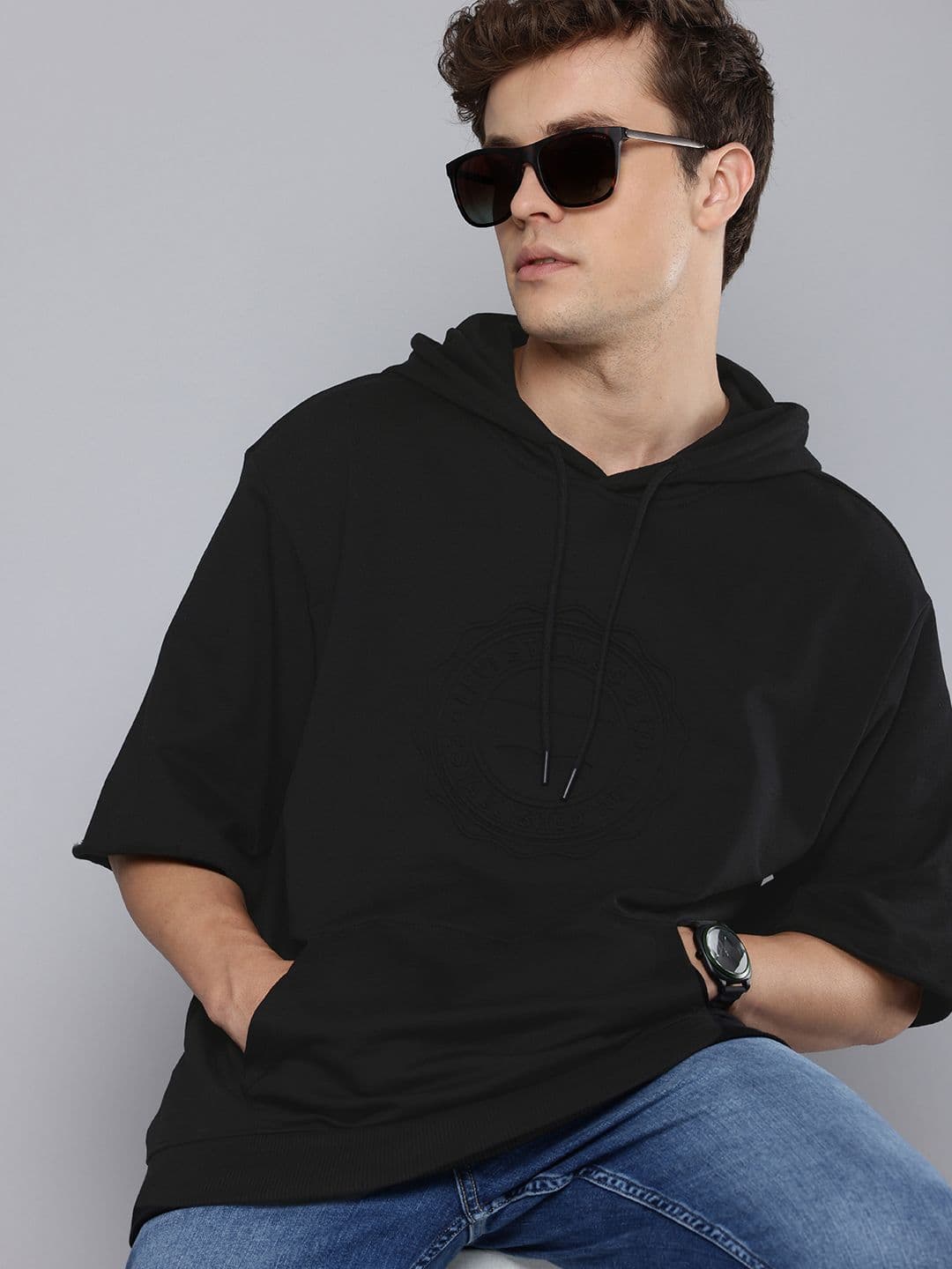 Levis Pure Cotton Loose Fit Brand Logo Embossed Hooded Sweatshirt - view 1