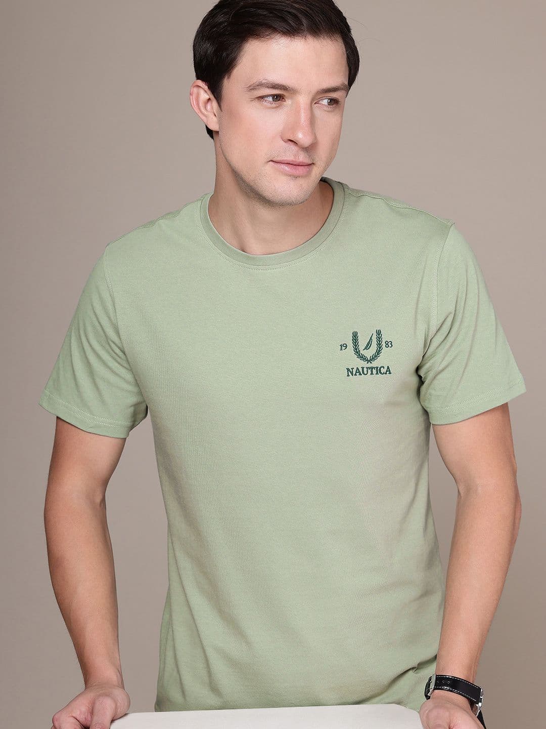 Nautica Embroidered Detail Pure Cotton T-shirt - view 1