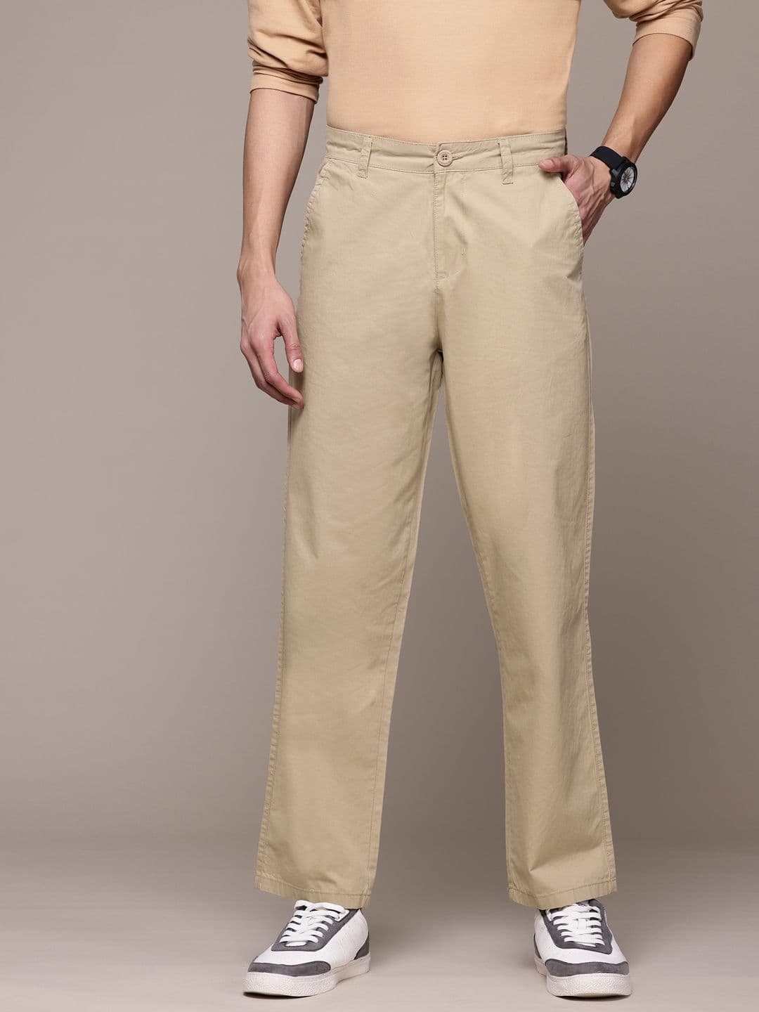 The Roadster Lifestyle Co. Men Straight Fit Woven Chinos - view 1
