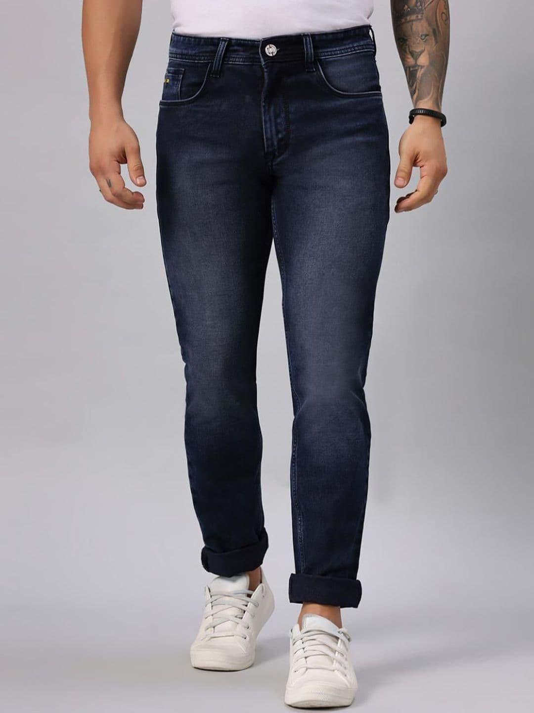 RJ Denim Men Denim Mid-Rise Slim Fit Clean Look Light Fade Stretchable Jeans - view 1