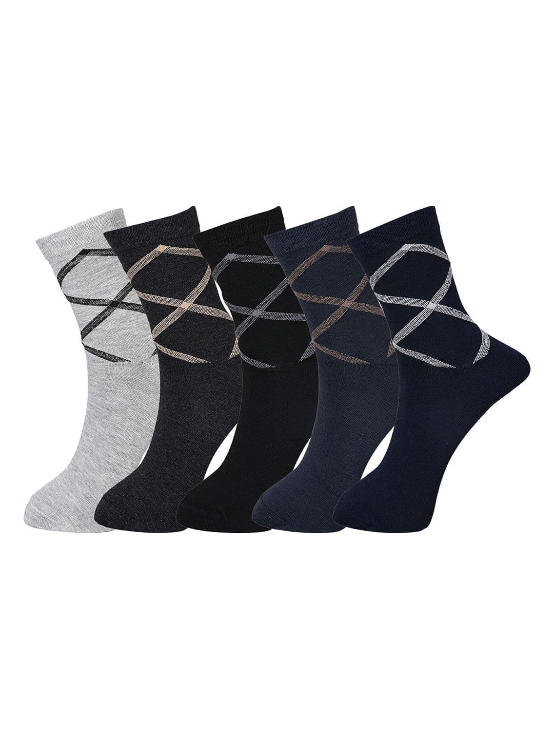 BAESD Unisex Pack Of 5 Patterned Cotton Calf Length Socks - view 1