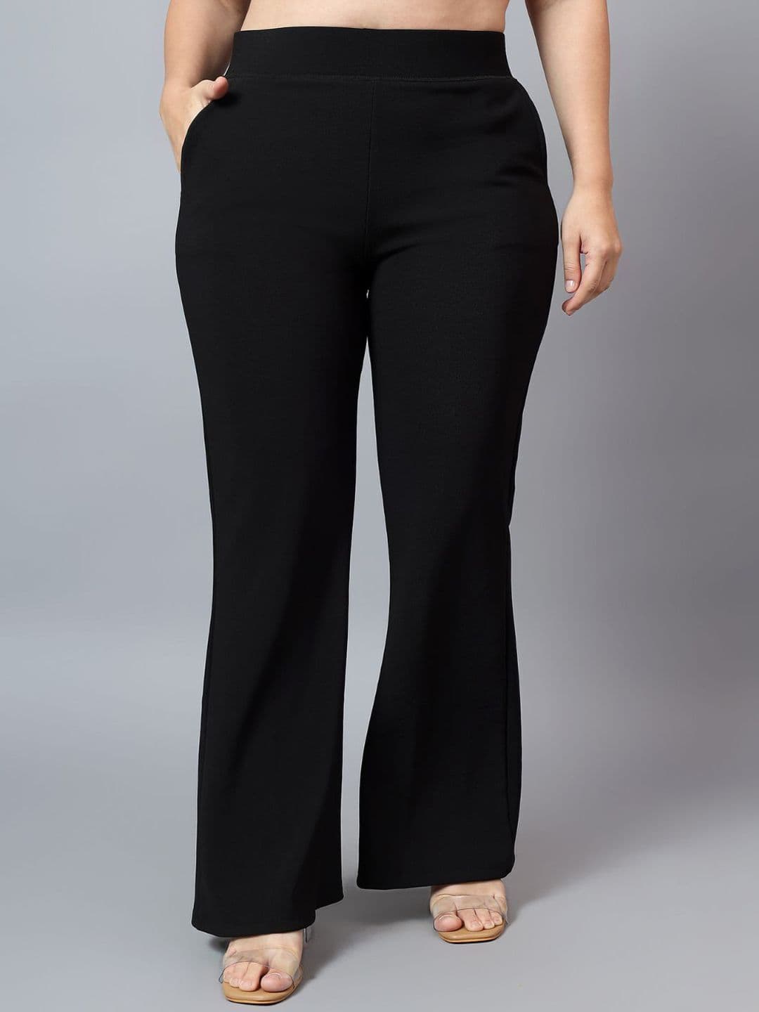 BAESD Women Smart Flared High-Rise Wrinkle Free Plus size Trousers - view 1