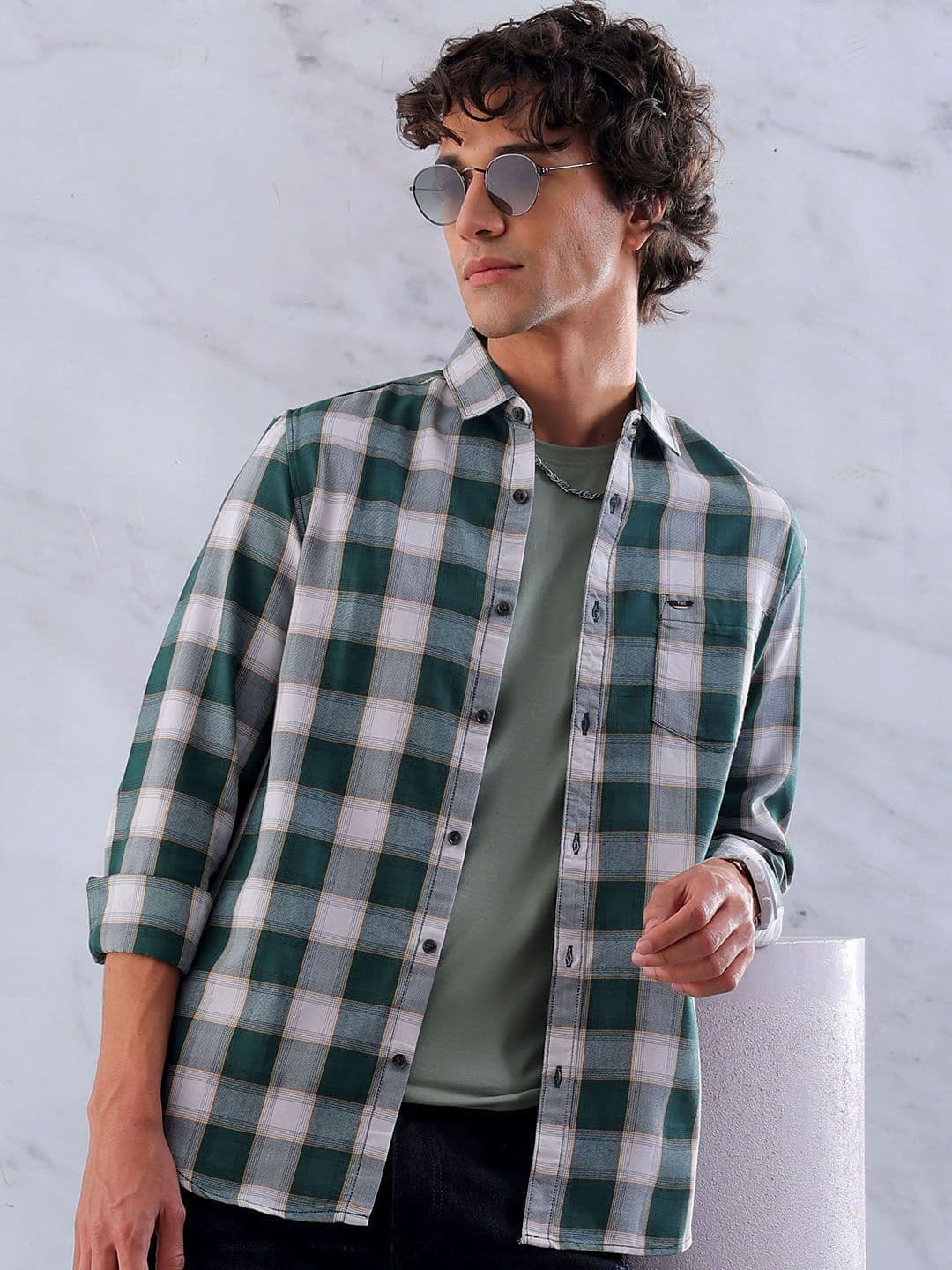 The Indian Garage Co Men Slim Fit Buffalo Checks Checked Casual Shirt - view 1
