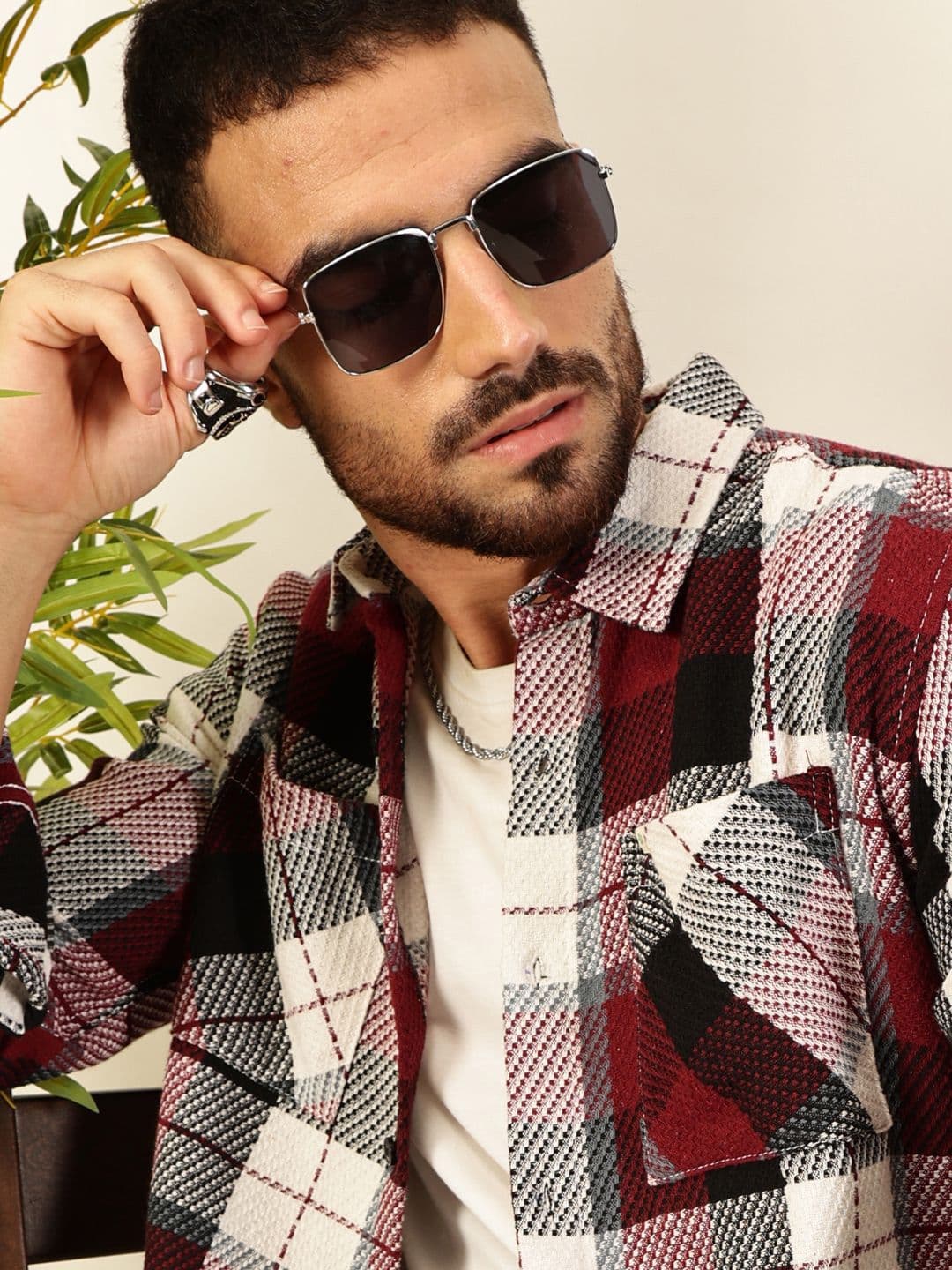 Thomas Scott Men Premium Tartan Checked Pure Cotton Casual Oversized Shirt - view 1