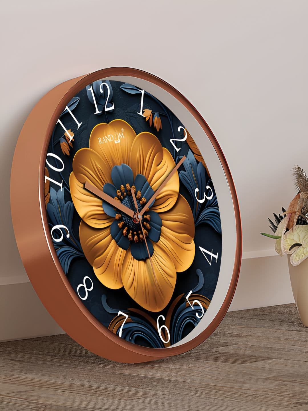 RANDOM Brown Plastic Tic-Toc Movement Round Battery Analogue Wall Clock-30.5cm - view 1