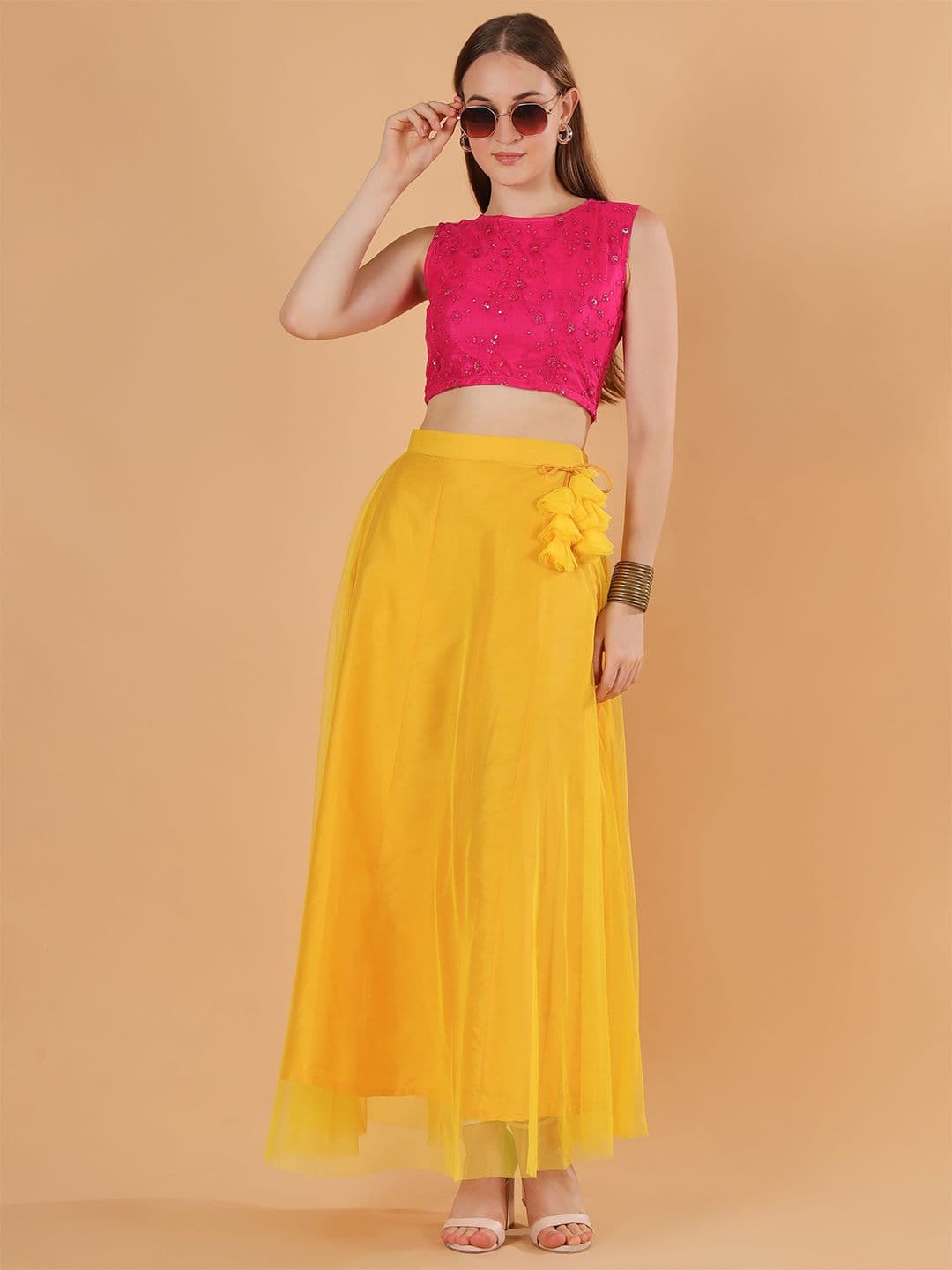 Frolic Rolic Embroidered Blouse & Net Skirt Set - view 1