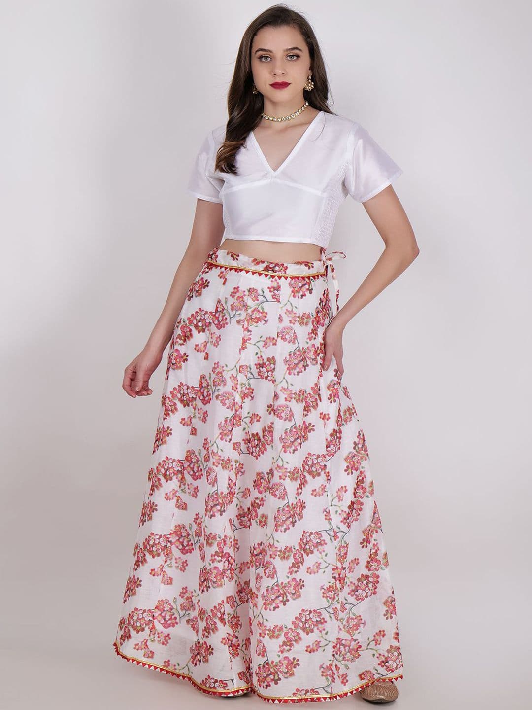 Frolic Rolic Printed Silk Lehenga & Solid Silk Blouse Set - view 1