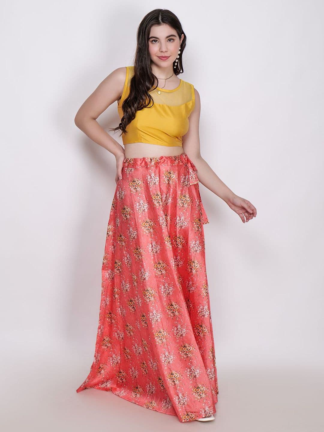 Frolic Rolic Silk Blouse & Silk Printed Skirt Set - view 1