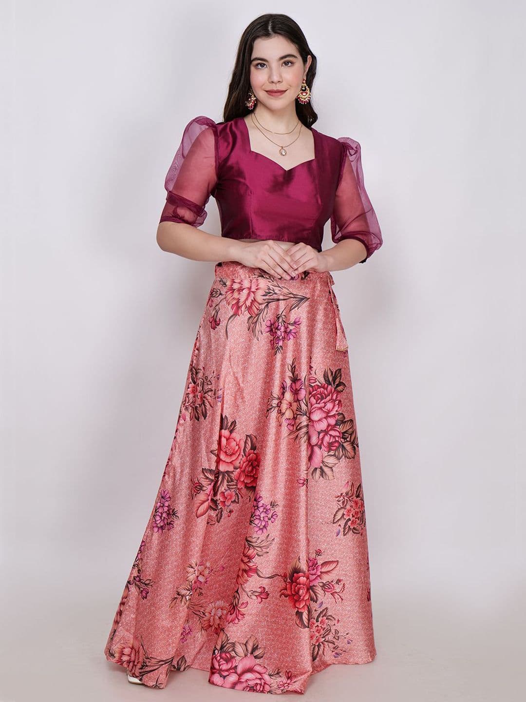 Frolic Rolic Silk Blouse & Printed Silk Skirt Set - view 1