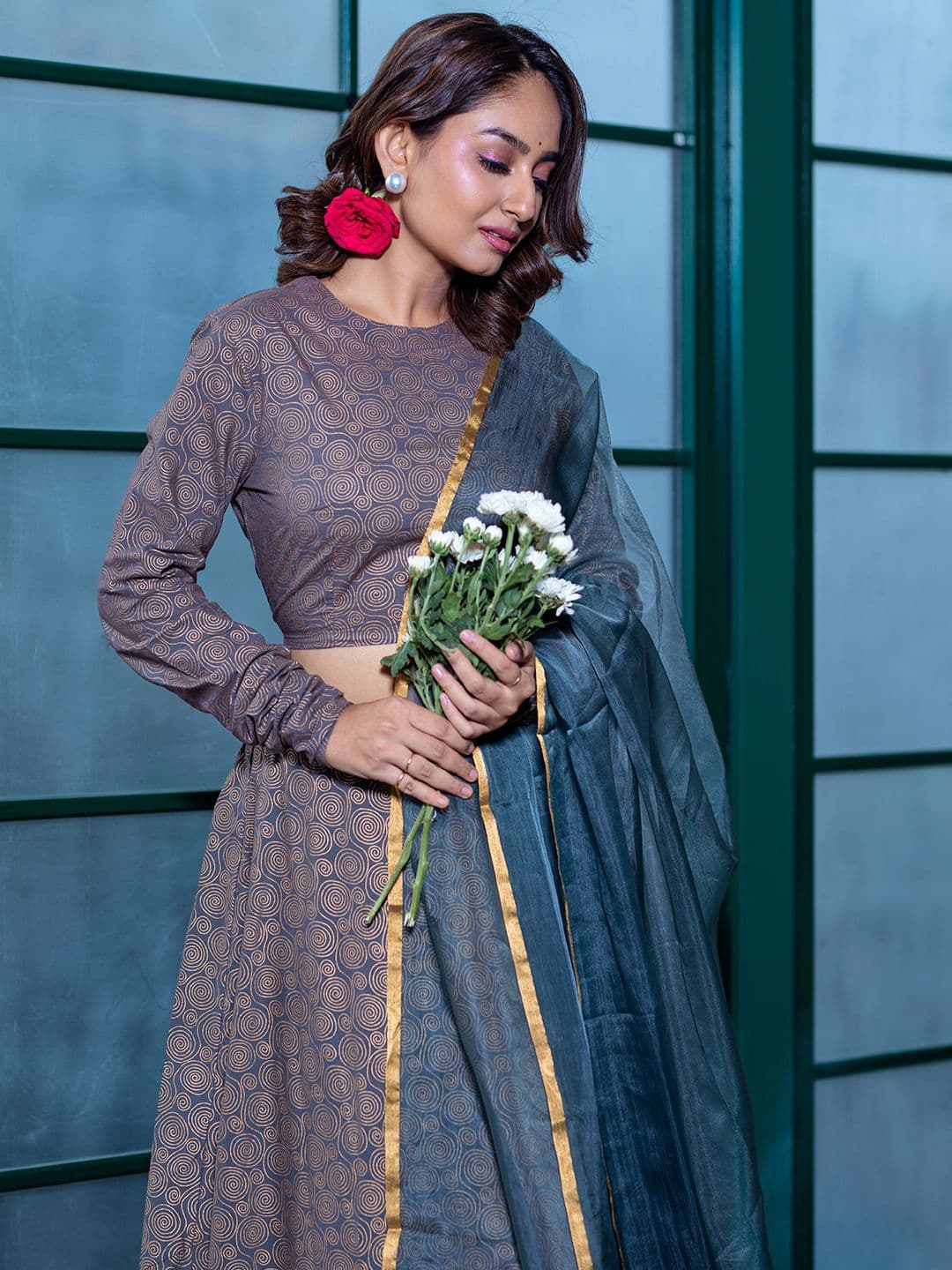 AKS Couture Printed Ready to Wear Lehenga & Blouse With Dupatta - view 1