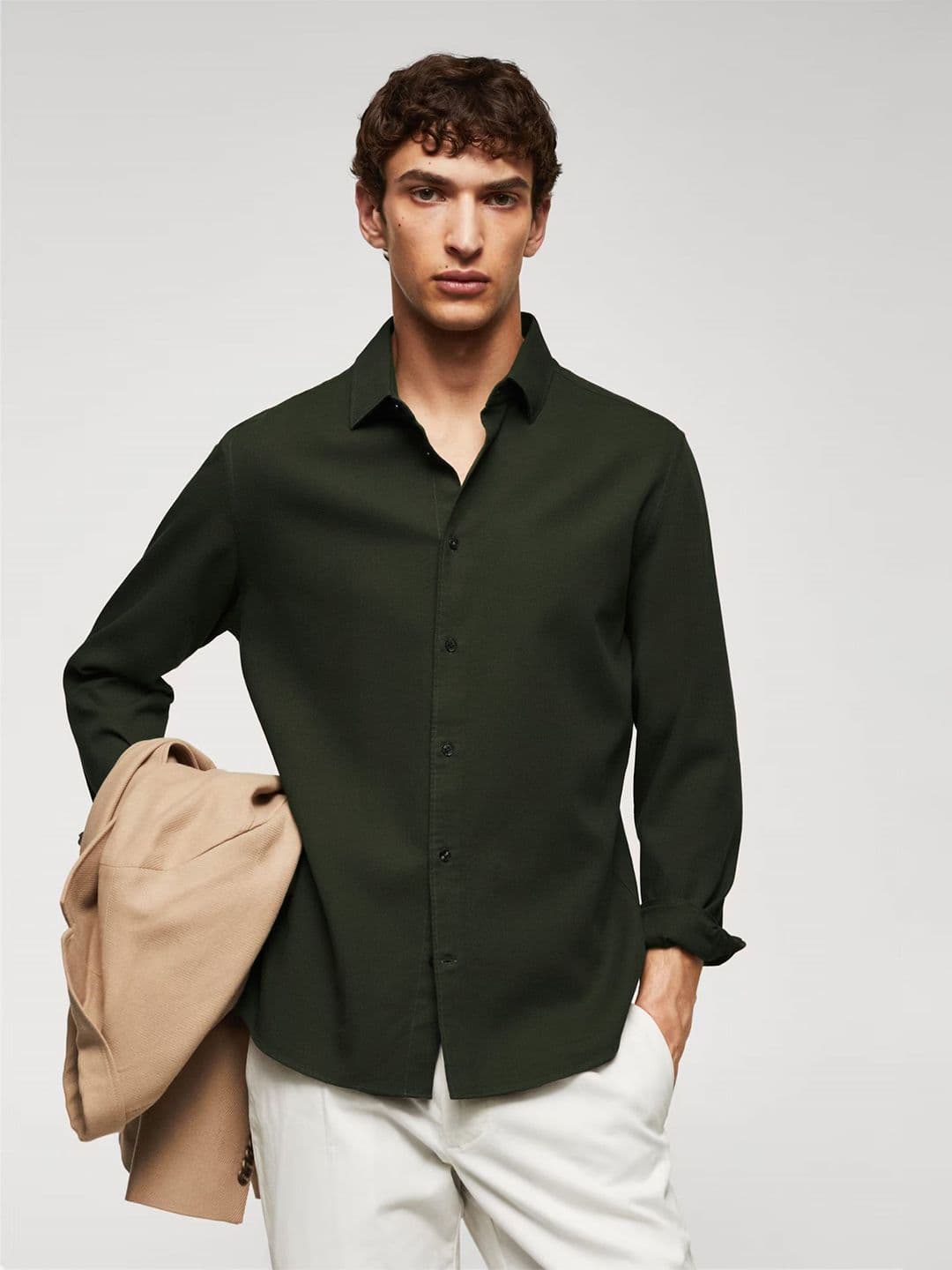MISCHIEF MONKEY Men Classic Tailored Fit Solid Opaque Casual Shirt - view 1