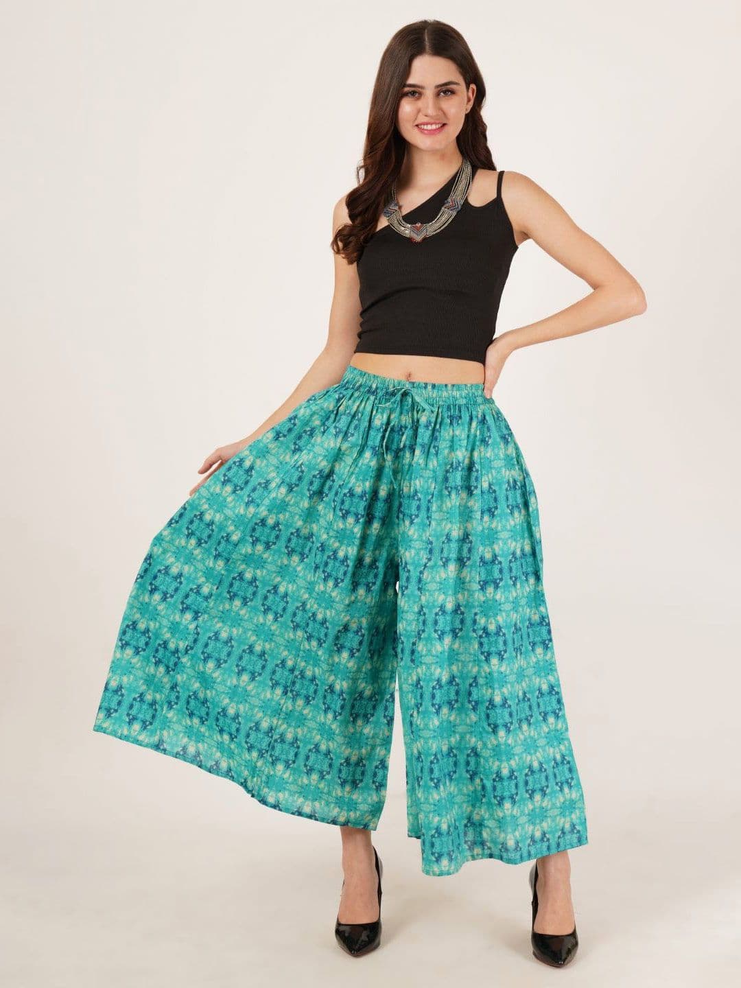 KALINI Jaipuri Cotton Geometric Printed Palazzo Pants For Women - view 1