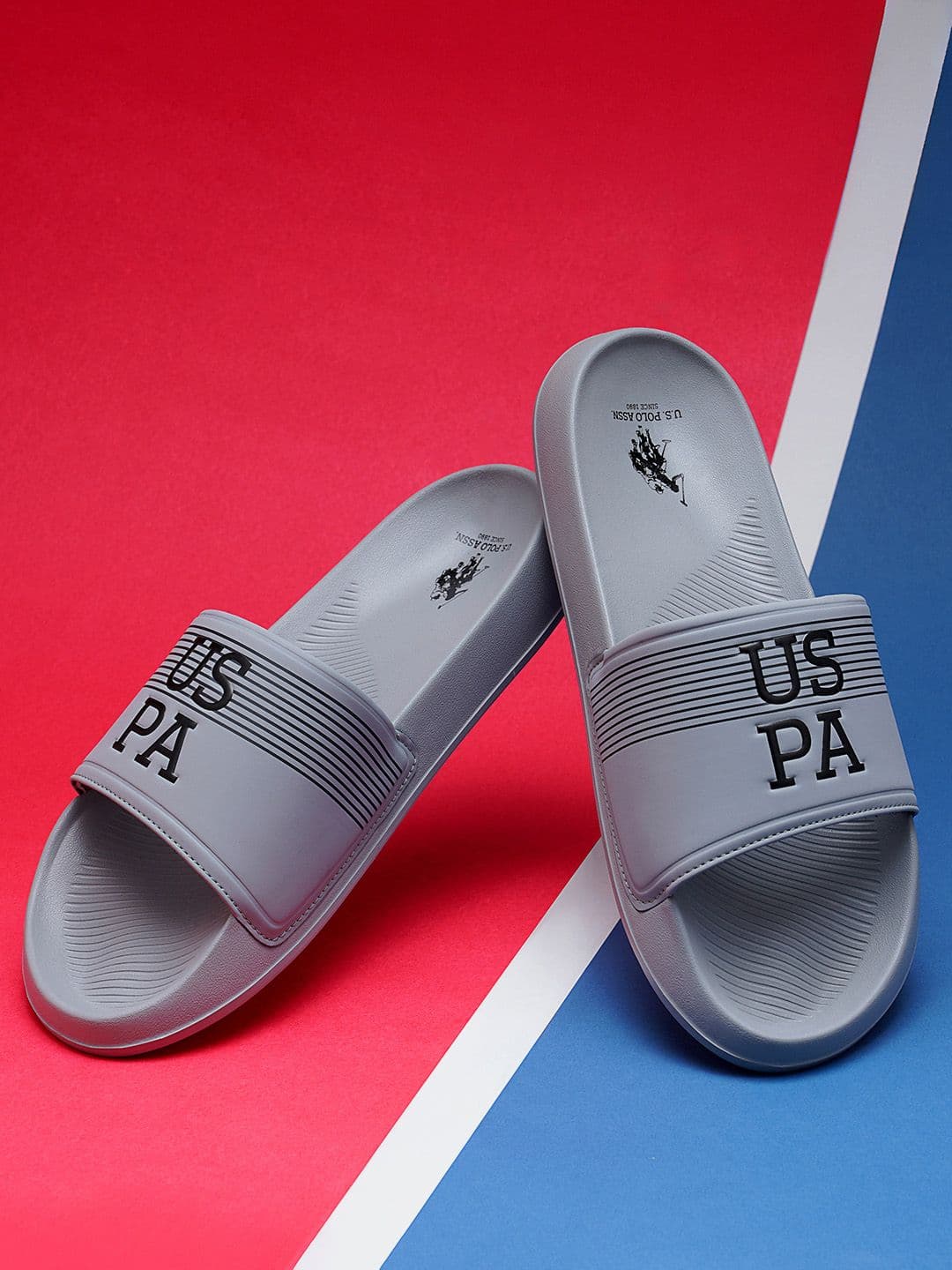 U.S. Polo Assn. Men Printed Open Toe Slip On Sliders BEESLEY - view 1