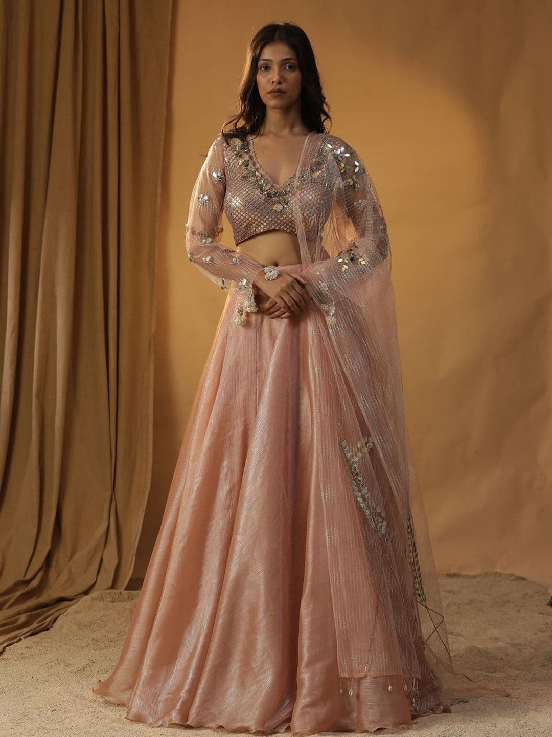 ARPITA SULAKSHANA Embellished V-Neck Made to Measure Lehenga & Blouse With Dupatta - view 1
