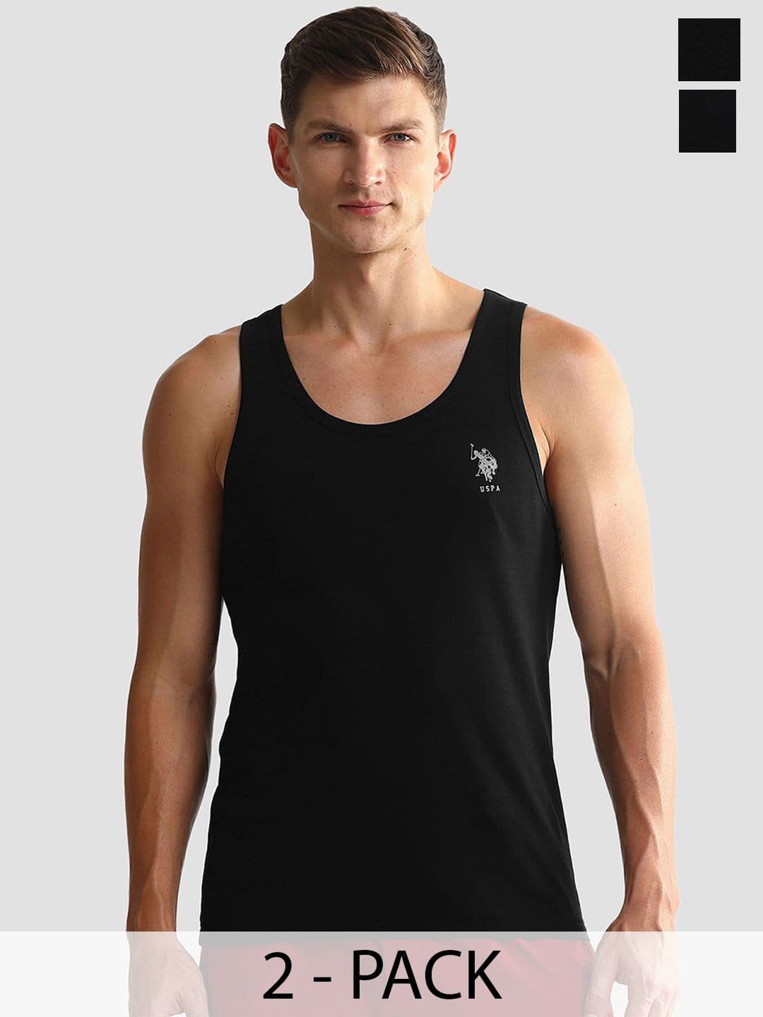 U.S. Polo Assn. Pack Of 2 Men Scoop Neck Sleeveless Cotton Innerwear Vests - view 1