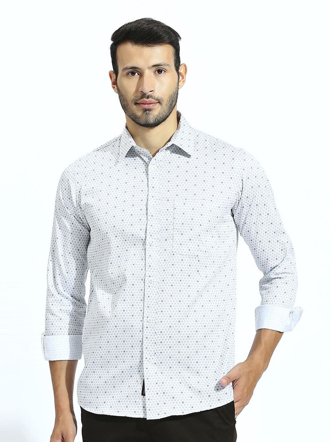 Klub Fox Men Spread Collar Micro Ditsy Printed Cotton Slim Fit Casual Shirt - view 1