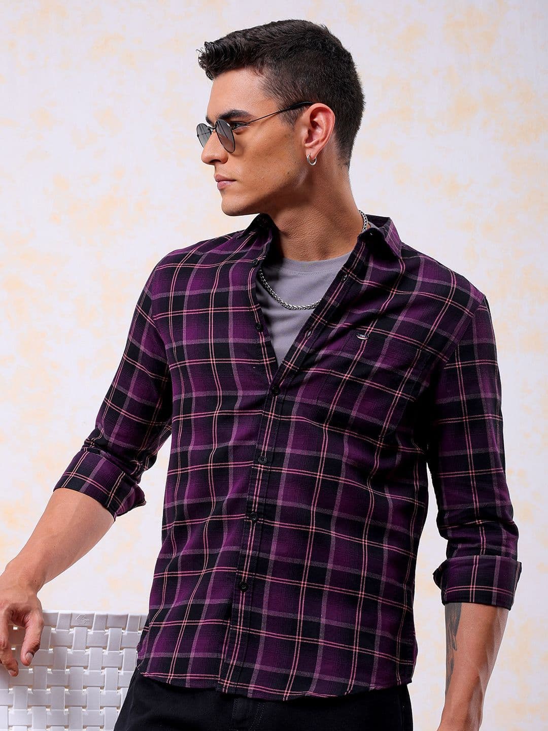 The Indian Garage Co Men Slim Fit Tartan Checked Casual Shirt - view 1