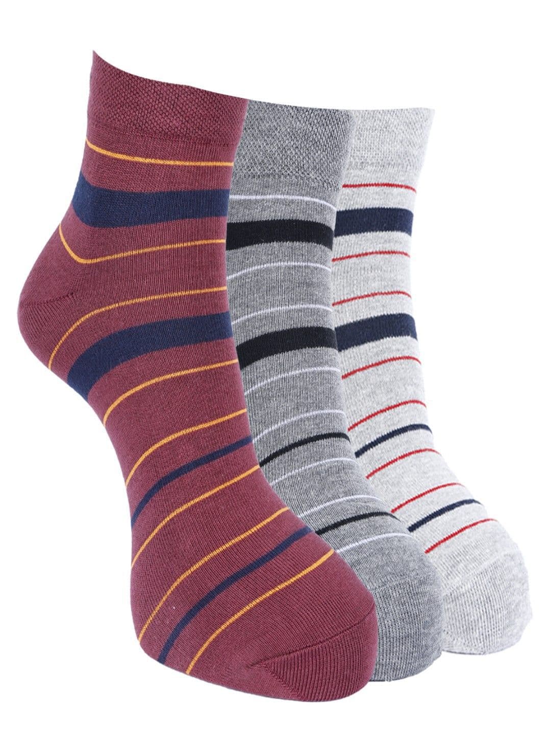 Force NXT Men Pack Of 3 Striped Cotton Ankle-Length Socks - view 1