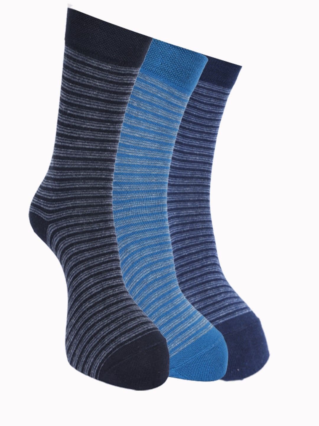 Force NXT Men Pack Of 3 Striped Cotton Calf-Length Socks - view 1
