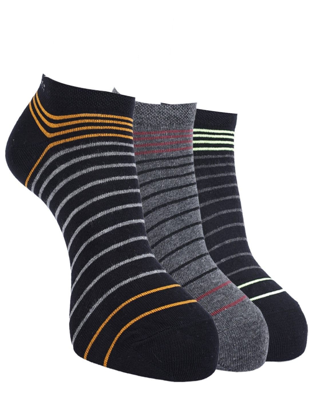 Force NXT Men Pack Of 3 Striped Cotton Ankle-Length Socks - view 1