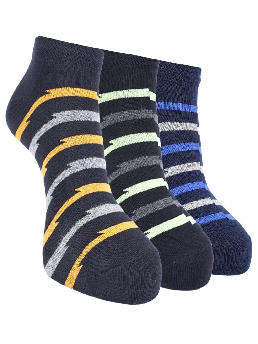 Force NXT Men Pack Of 3 Striped Cotton Ankle-Length Socks - view 1