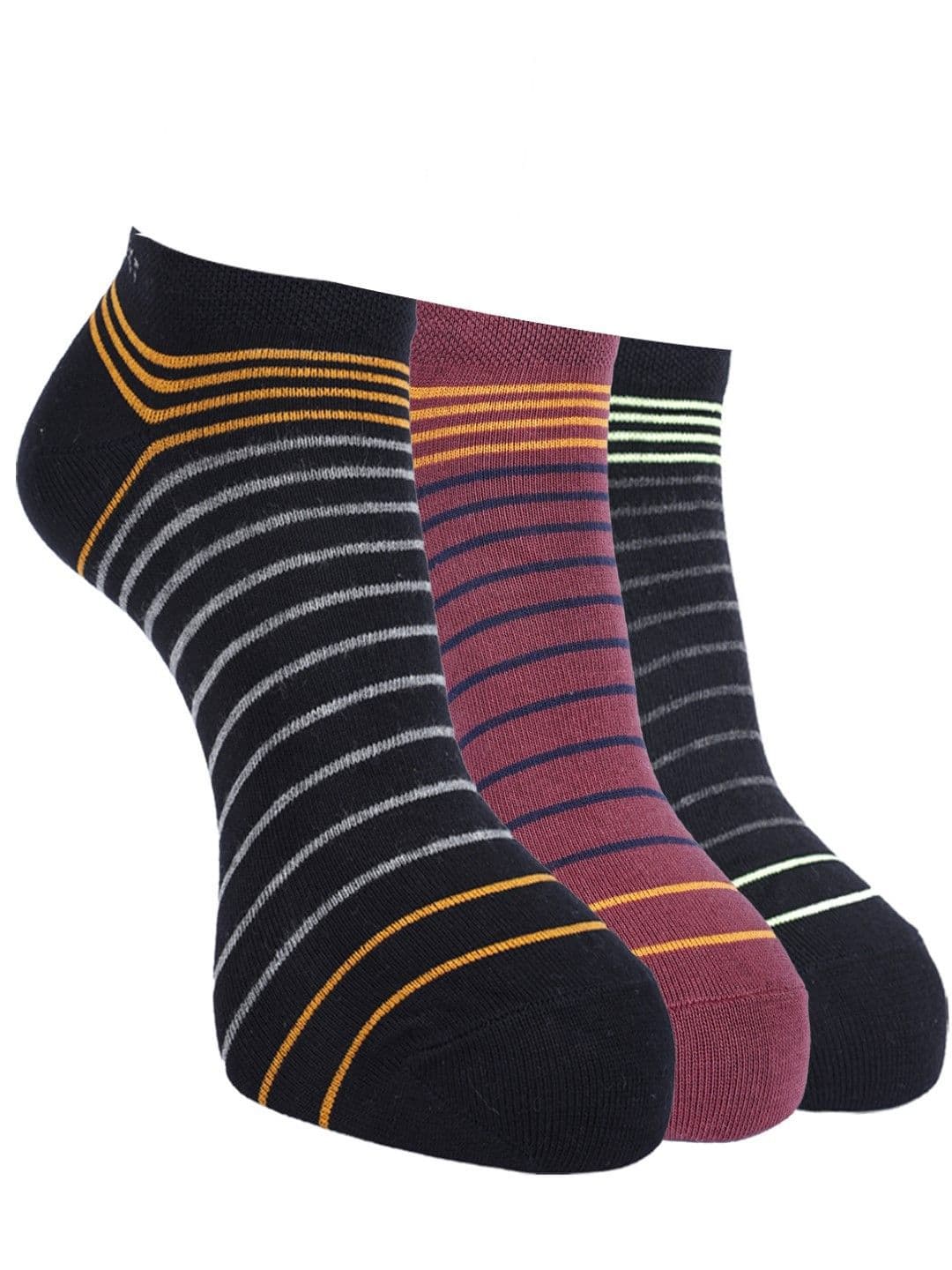 Force NXT Men Pack Of 3 Striped Cotton Ankle-Length Socks - view 1