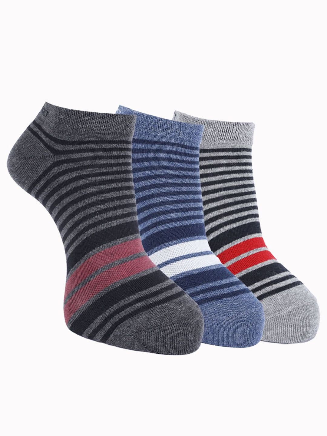 Force NXT Men Pack Of 3 Striped Ankle-Length Socks - view 1
