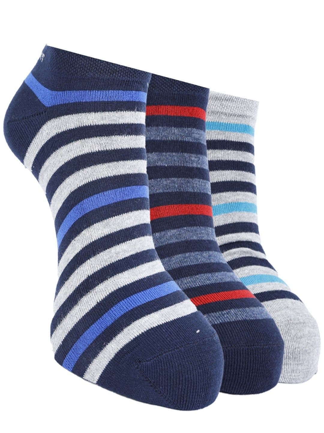 Force NXT Men Pack Of 3 Striped Cotton Ankle-Length Socks - view 1