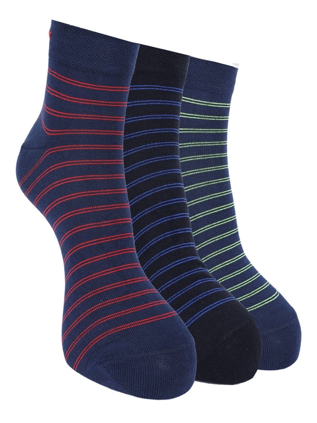 Force NXT Men Pack Of 3 Striped Cotton Ankle-Length Socks - view 1