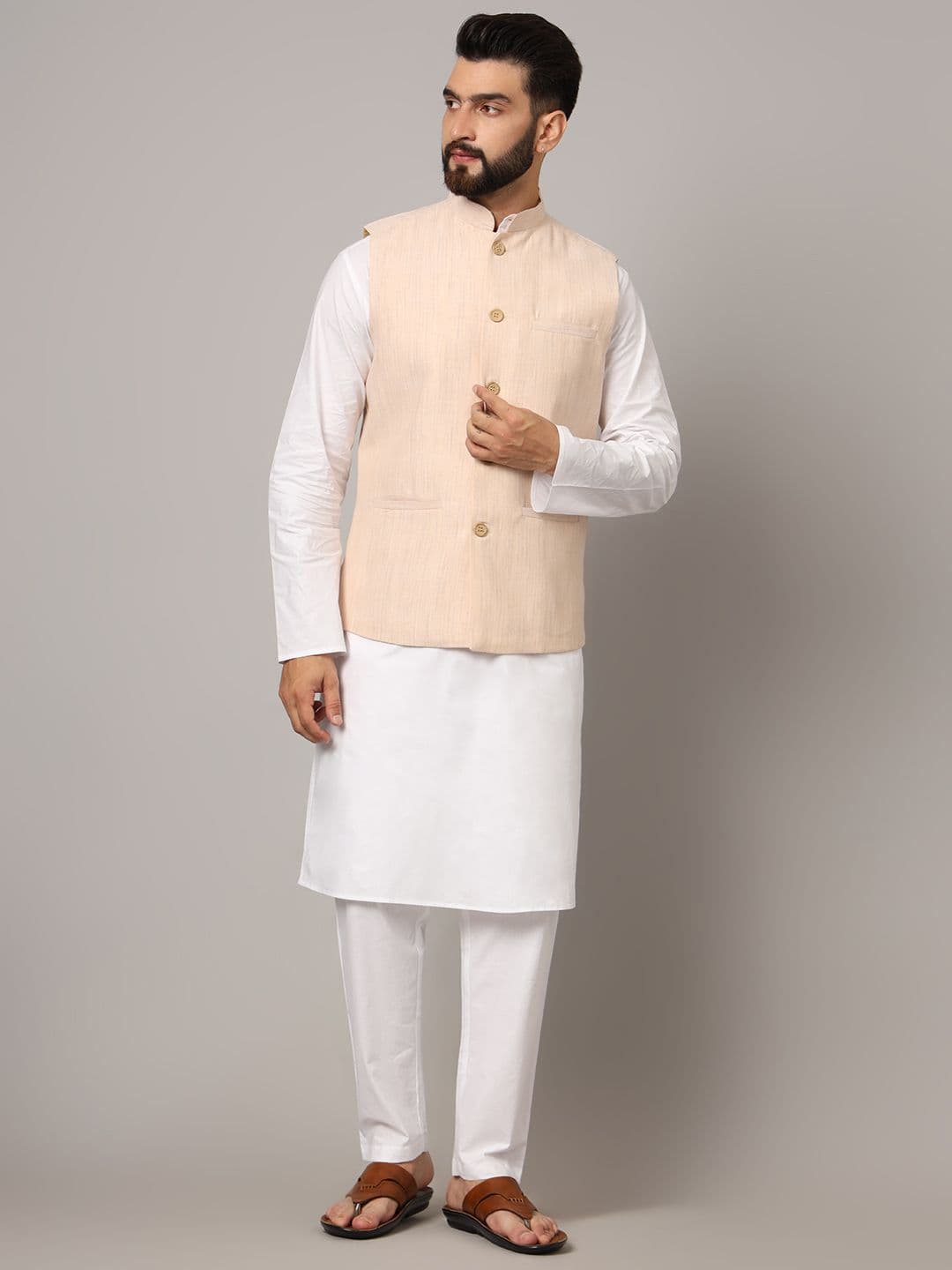 Latest Chikan Garments Woven Design Nehru Jacket - view 1