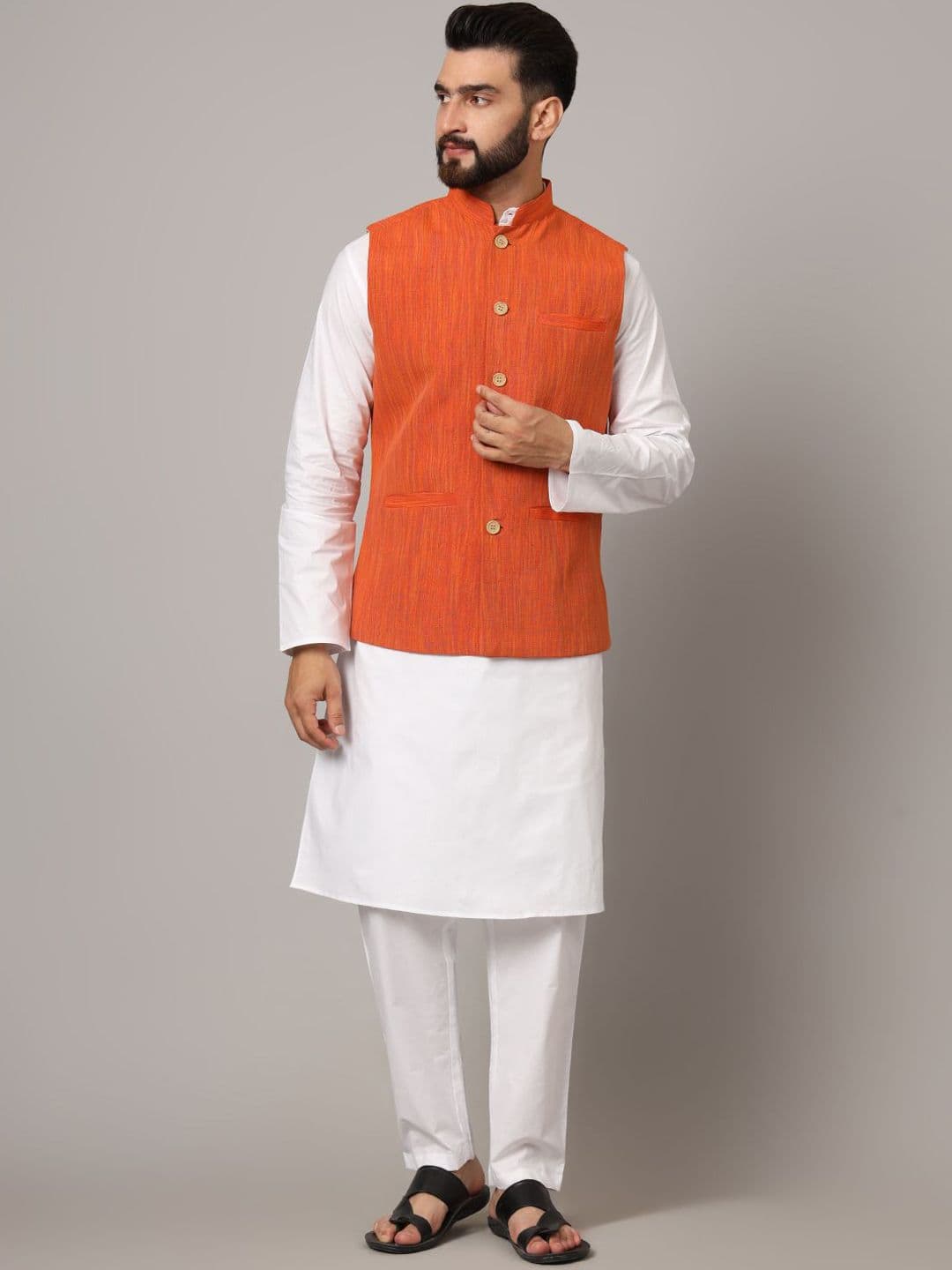 Latest Chikan Garments Woven Design Nehru Jacket - view 1