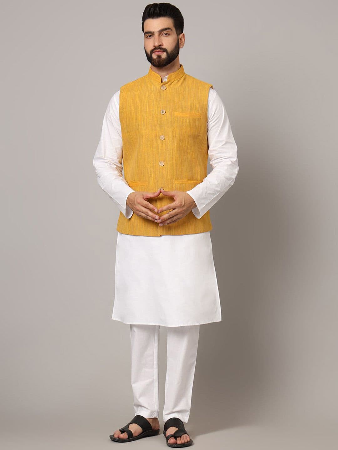 Latest Chikan Garments Woven Design Nehru Jacket - view 1