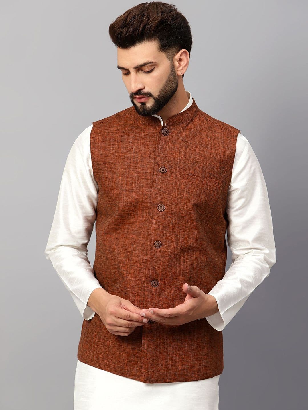 Latest Chikan Garments Self Design Nehru Jackets - view 1