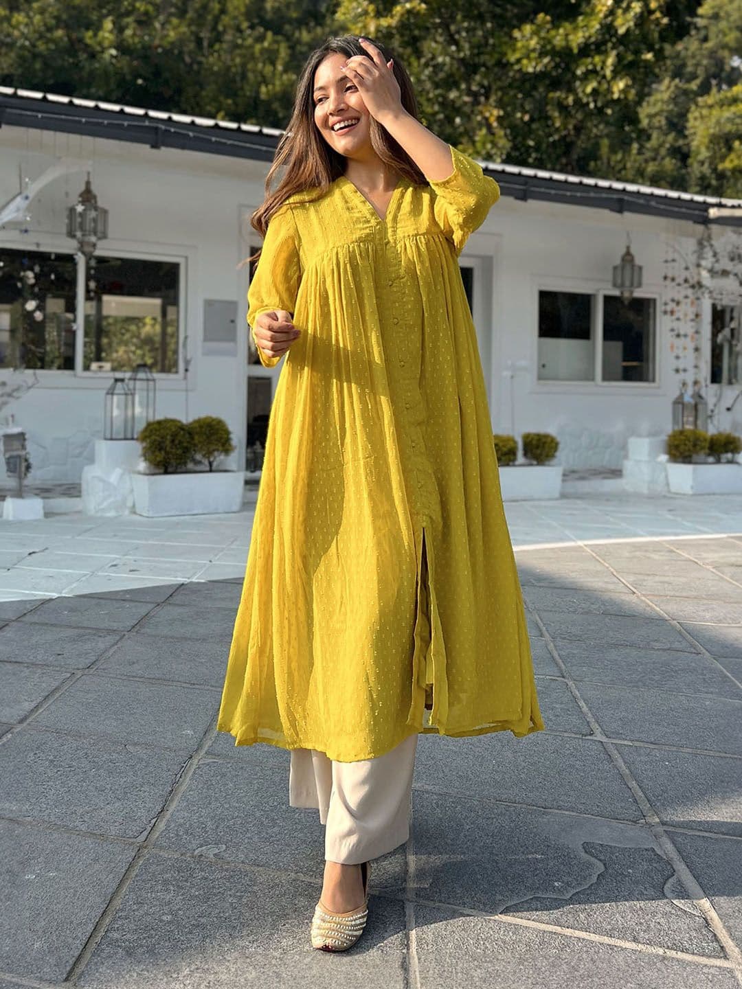 Janasya Dobby Chiffon Kurta - view 1