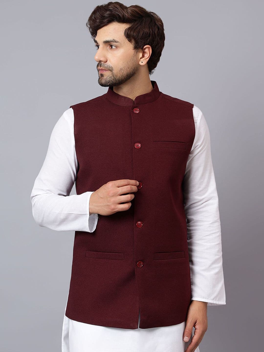 Latest Chikan Garments Mandarin Collar Nehru Jacket - view 1