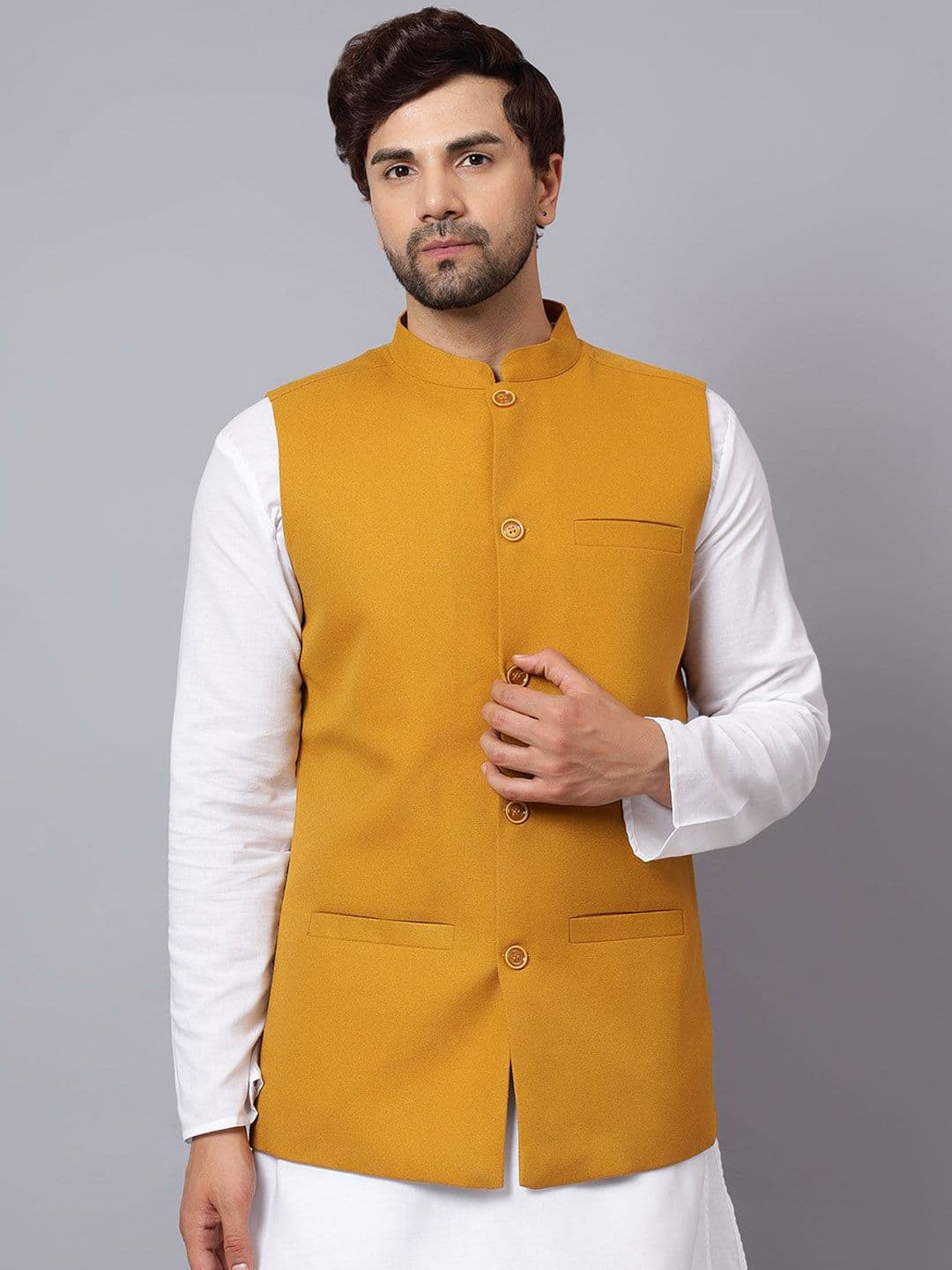 Latest Chikan Garments Mandarin Collar Nehru Jacket - view 1