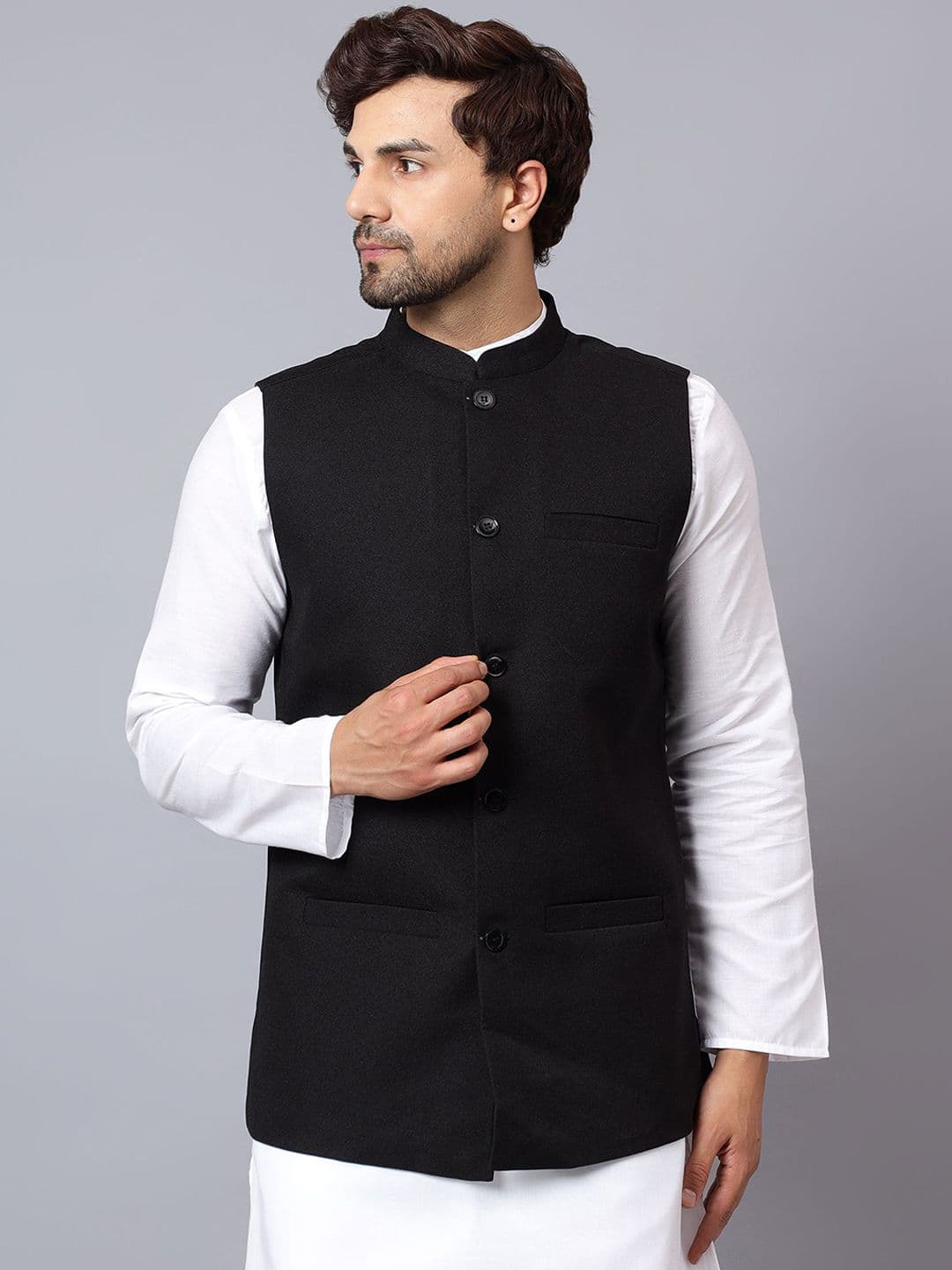 Latest Chikan Garments Mandarin Collar Nehru Jacket - view 1