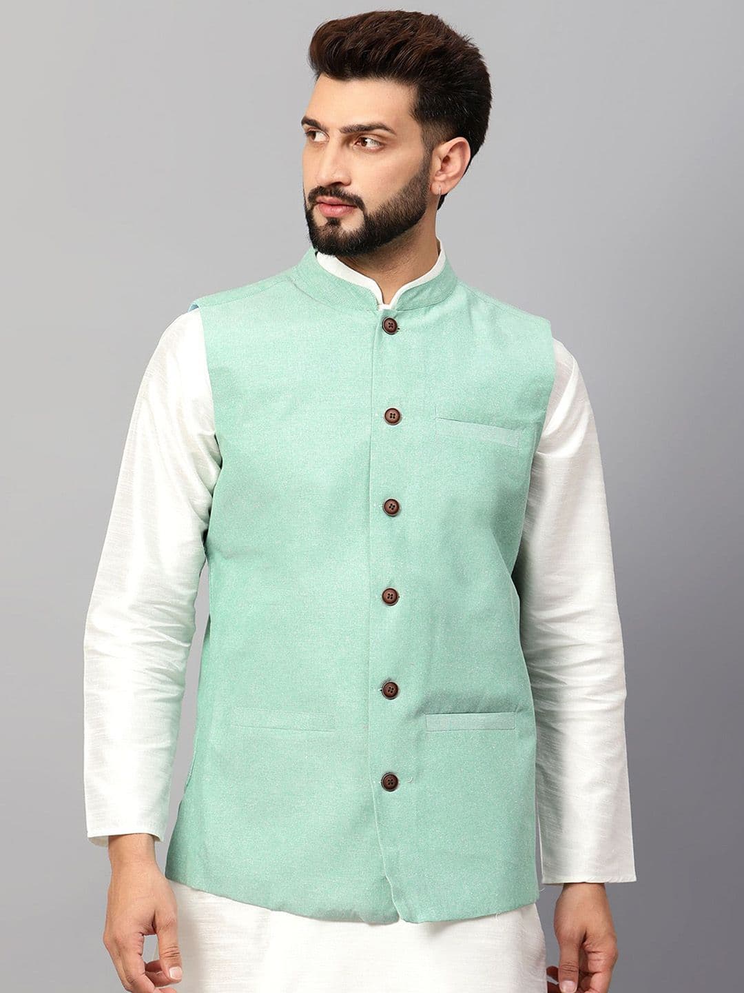 Latest Chikan Garments Mandarin Collar Nehru Jacket - view 1