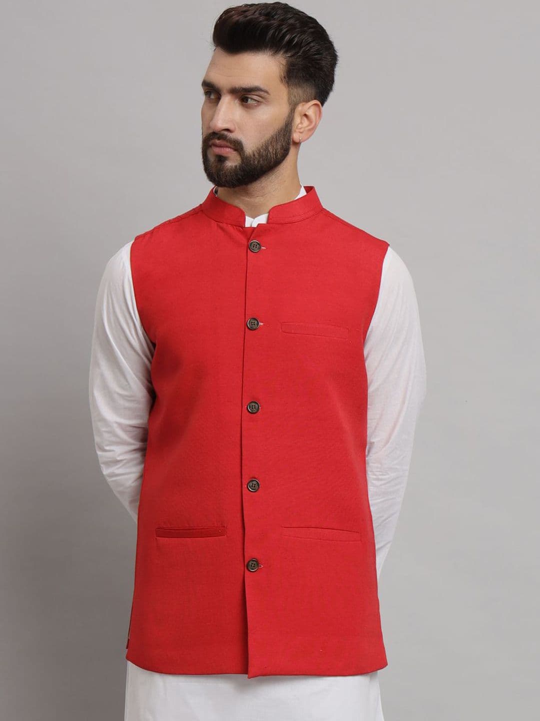 Latest Chikan Garments Mandarin Collar Nehru Jacket - view 1