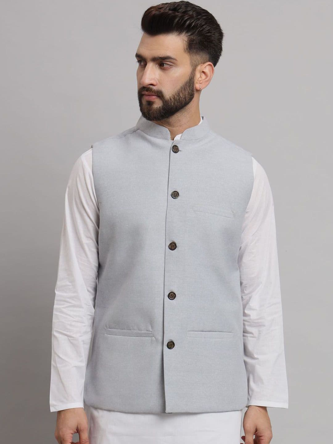 Latest Chikan Garments Mandarin Collar Nehru Jacket - view 1