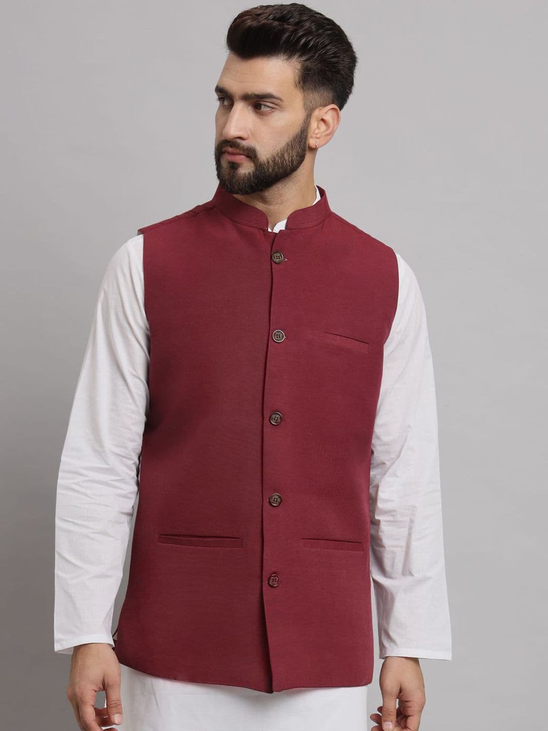 Latest Chikan Garments Mandarin Collar Nehru Jacket - view 1