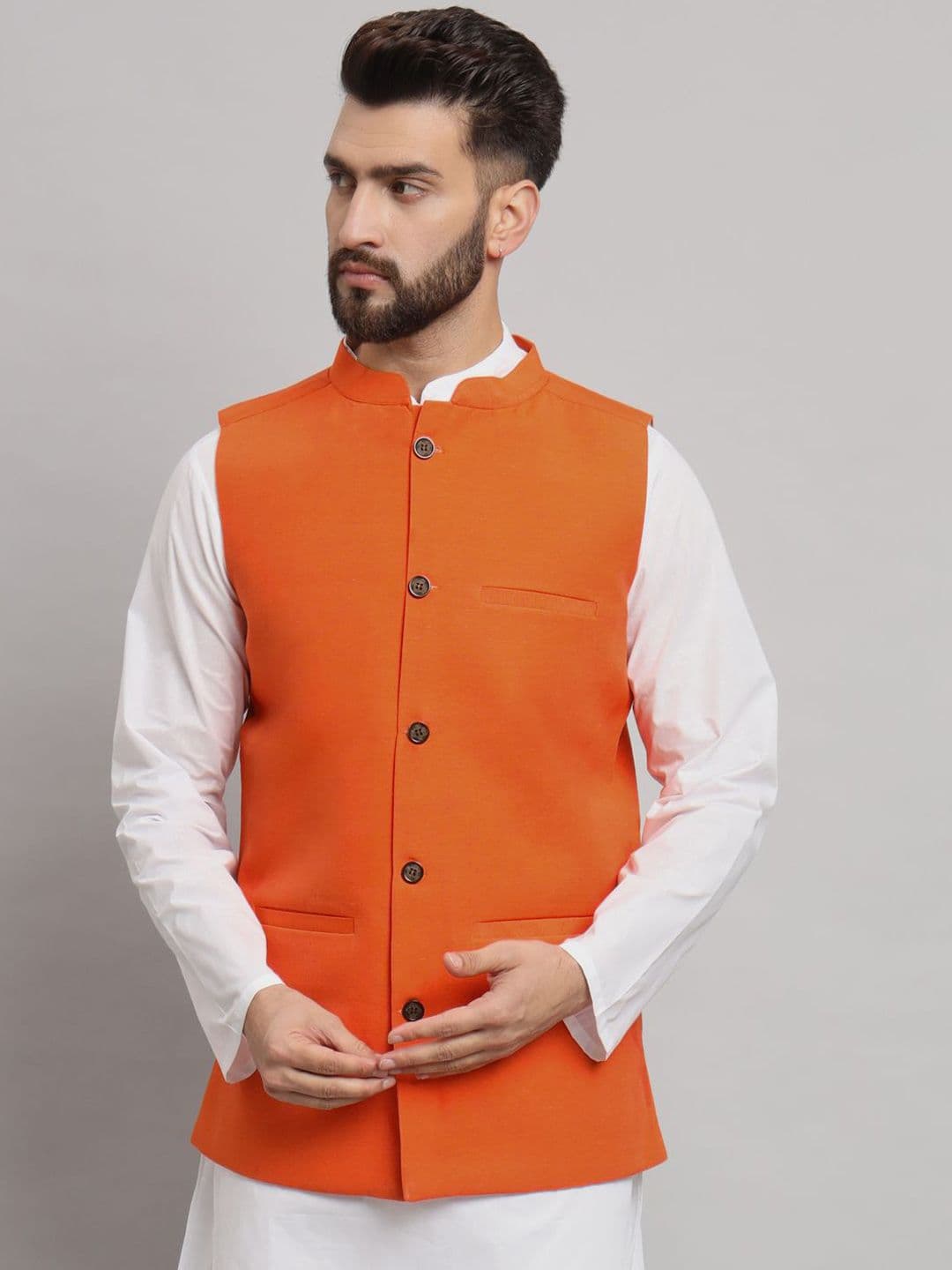 Latest Chikan Garments Mandarin Collar Nehru Jacket - view 1
