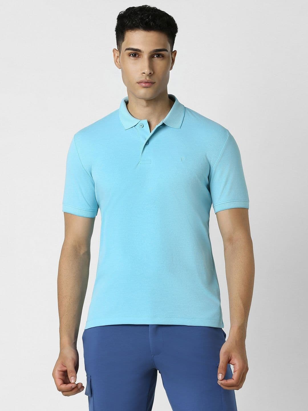 Van Heusen Flex Men Polo Collar Solid T-shirt