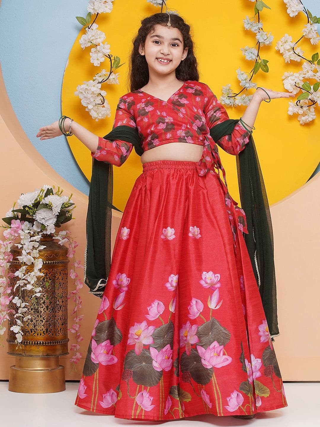 Bitiya by Bhama Girls Printed Ready to Wear Lehenga & Blouse With Dupatta - view 1