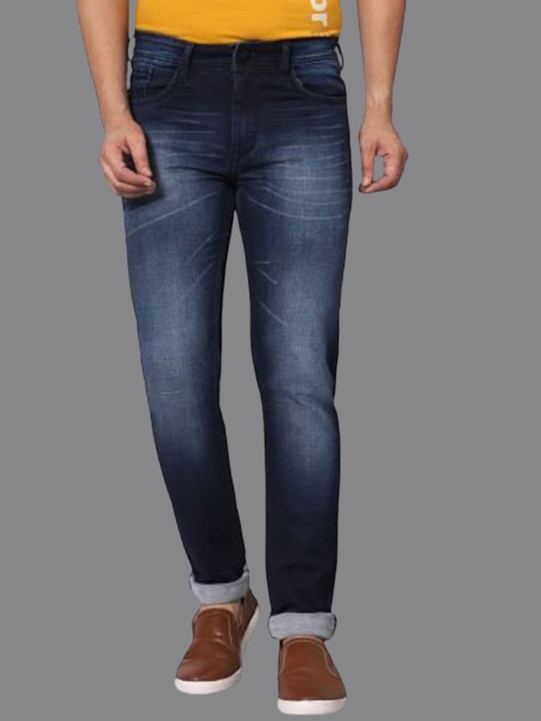 RJ Denim Men Slim Fit Low Distress Heavy Fade Stretchable Jeans - view 1
