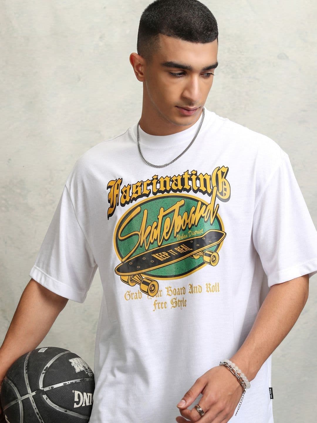 HIGHLANDER Men Typography Printed Round Neck Polyester Oversized T-Shirt - view 1