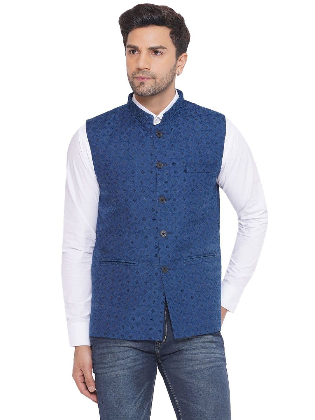 VEERA PARIDHAAN Embroidered Woven Nehru Jacket - view 1
