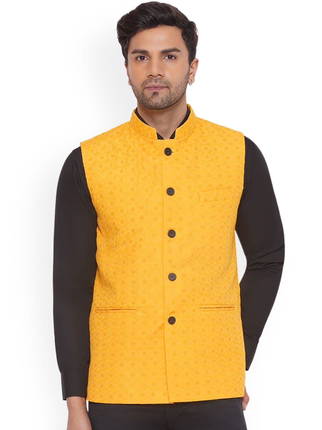 VEERA PARIDHAAN Embroidered Woven Nehru Jacket - view 1