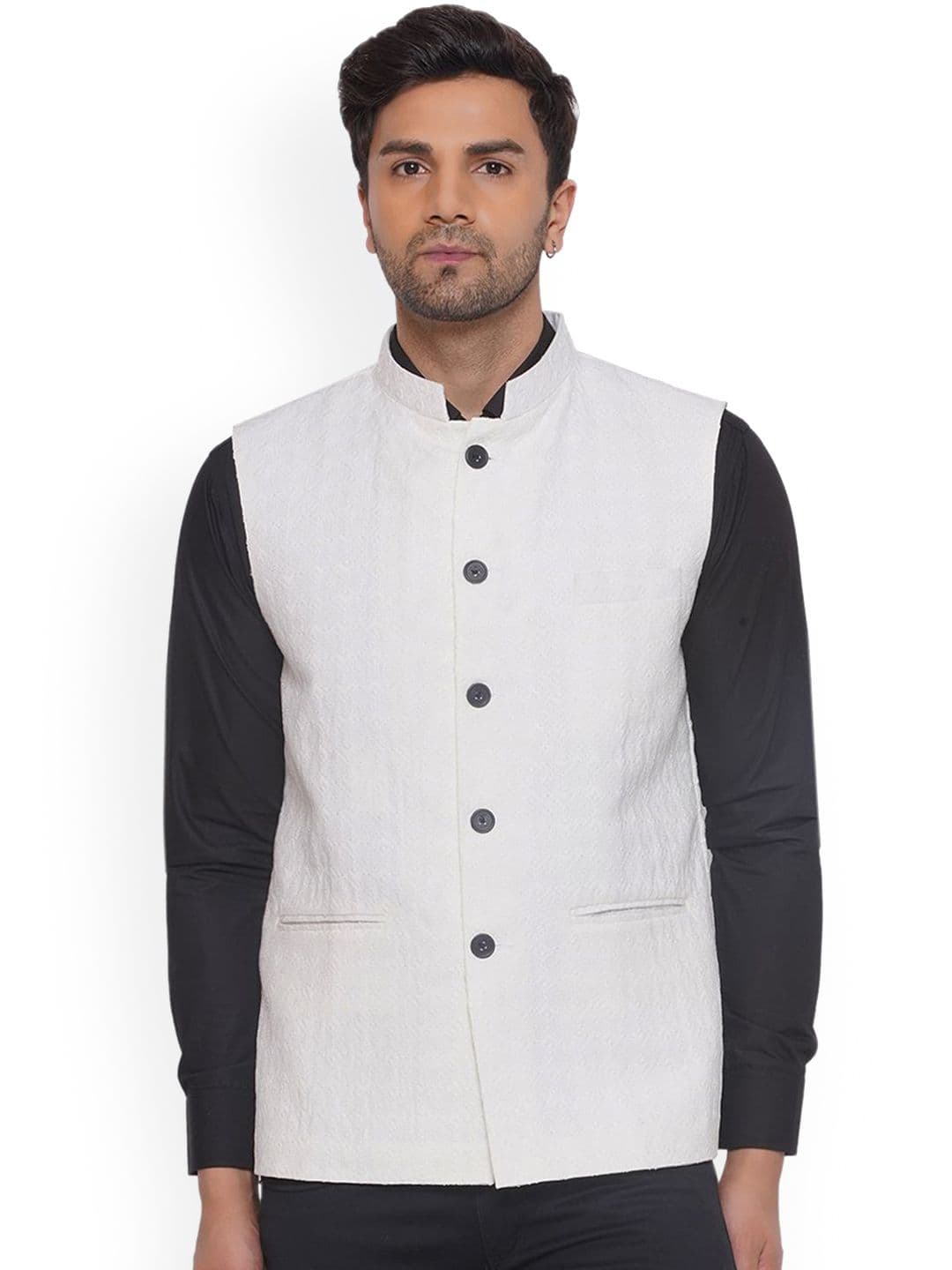 VEERA PARIDHAAN Embroidered Woven Nehru Jacket - view 1