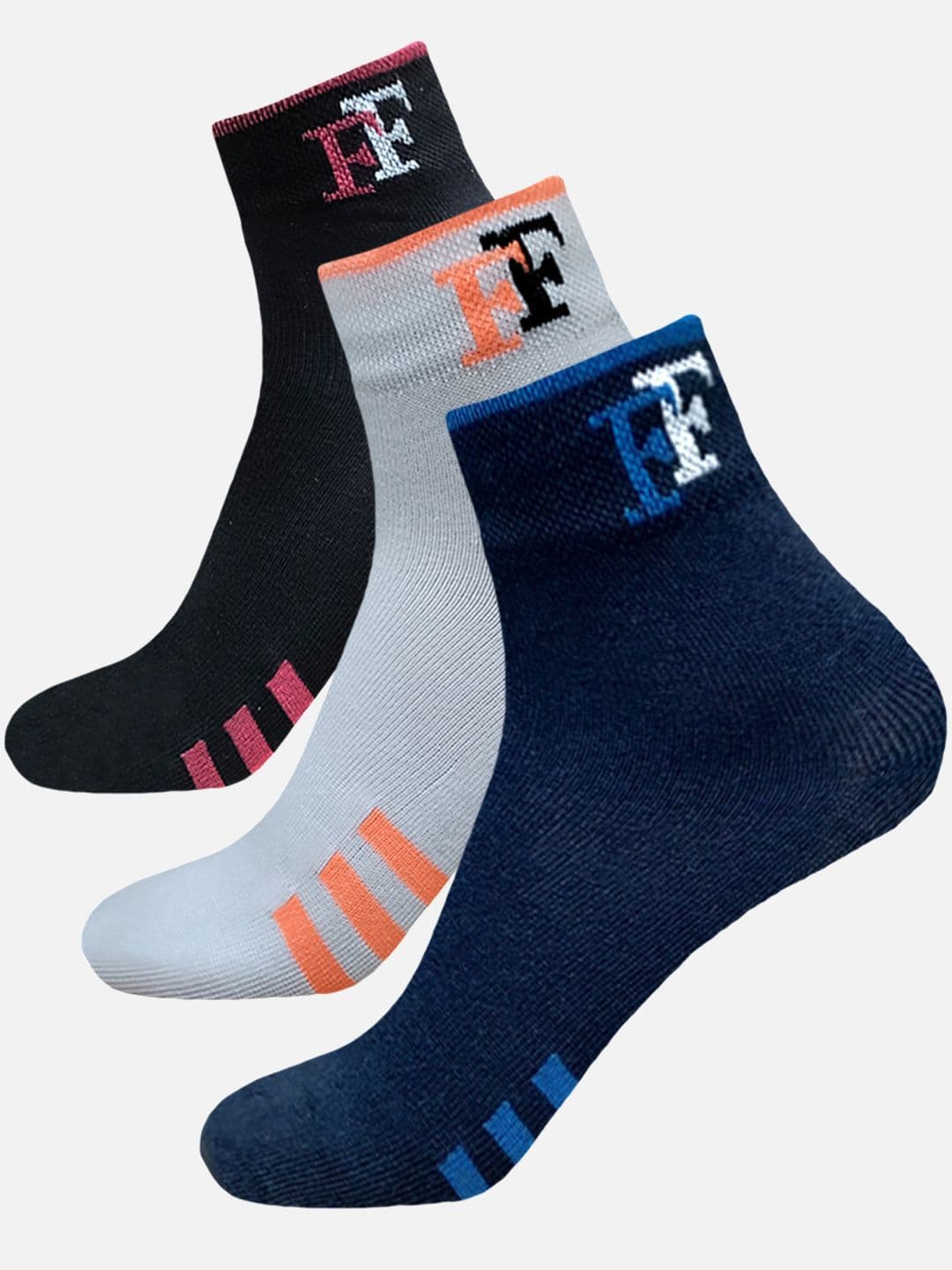 FIMS Men Pack Of 3 Striped Crew Ankle Length Socks - view 1
